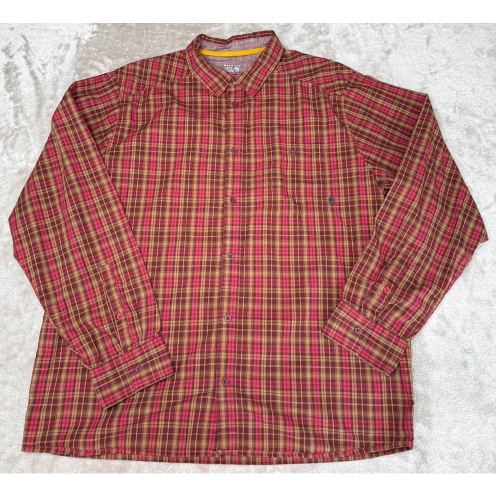 Mountain Hardware Cotton Blend Red Plaid Long Sleeve Shirt Mens Size XL